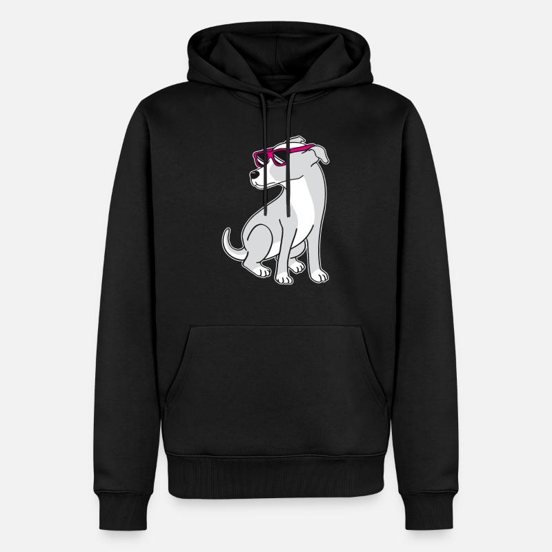 Hund mit Sonnenbrille - Männer Premium Bio Hoodie - Schwarz