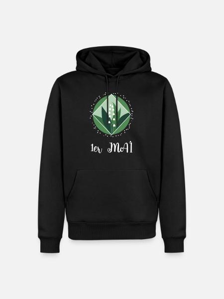 Muguet du 1er Mai - Sweat à capuche Premium bio Homme - noir