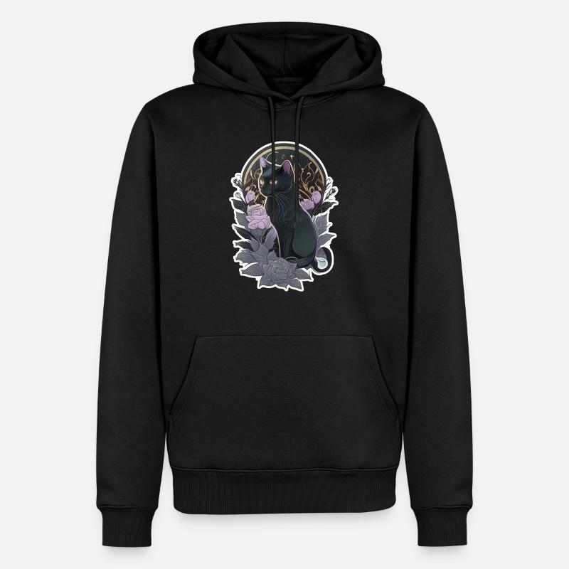 chat noir style gothique - Sweat à capuche Premium bio Homme - noir