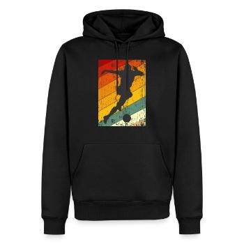 Vintage coucher de soleil Cadeau de football - Sweat à capuche Premium bio Homme - noir - Devant - Nico (187cm)