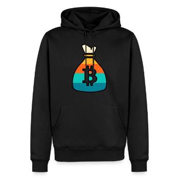 Bourse de bitcoin rétro - Sweat à capuche Premium bio Homme - noir - Devant - Nico (187cm)