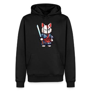 Samurai-Katze #25 - Männer Premium Bio Hoodie - Schwarz - Vorne - Nico (187cm)