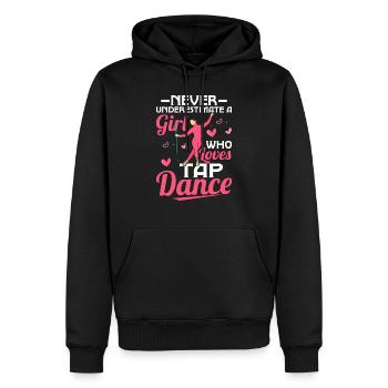 Ne sous-estimez jamais une fille qui aime les claquettes - Sweat à capuche Premium bio Homme - noir - Devant - Nico (187cm)