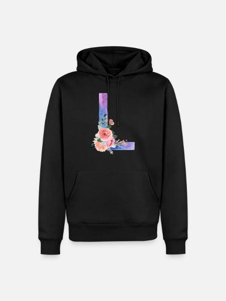 Buchstabe L Aquarell - Männer Premium Bio Hoodie - Schwarz