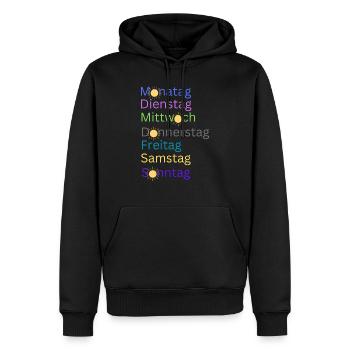 Wochentage - Männer Premium Bio Hoodie - Schwarz - Vorne - Nico (187cm)