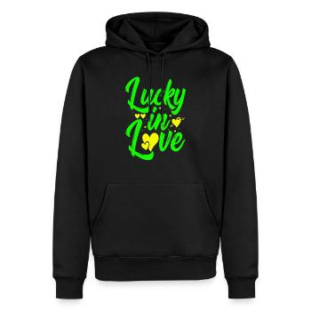 Liebe glückliches Herz Karte Valentinstag Vektor Design Kunst - Männer Premium Bio Hoodie - Schwarz - Vorne - Nico (187cm)