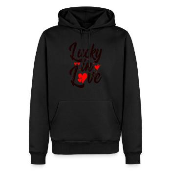 Liebe glückliches Herz Karte Valentinstag Vektor Design Kunst - Männer Premium Bio Hoodie - Schwarz - Vorne - Nico (187cm)