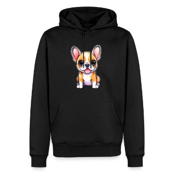 Chiot mignon bouledogue Français - Sweat à capuche Premium bio Homme - noir - Devant - Nico (187cm)