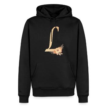 Lettre L avec des fleurs - Sweat à capuche Premium bio Homme - noir - Devant - Nico (187cm)