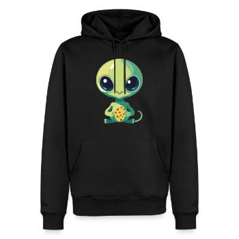 Alien mit Keks - Männer Premium Bio Hoodie - Schwarz - Vorne - Nico (187cm)