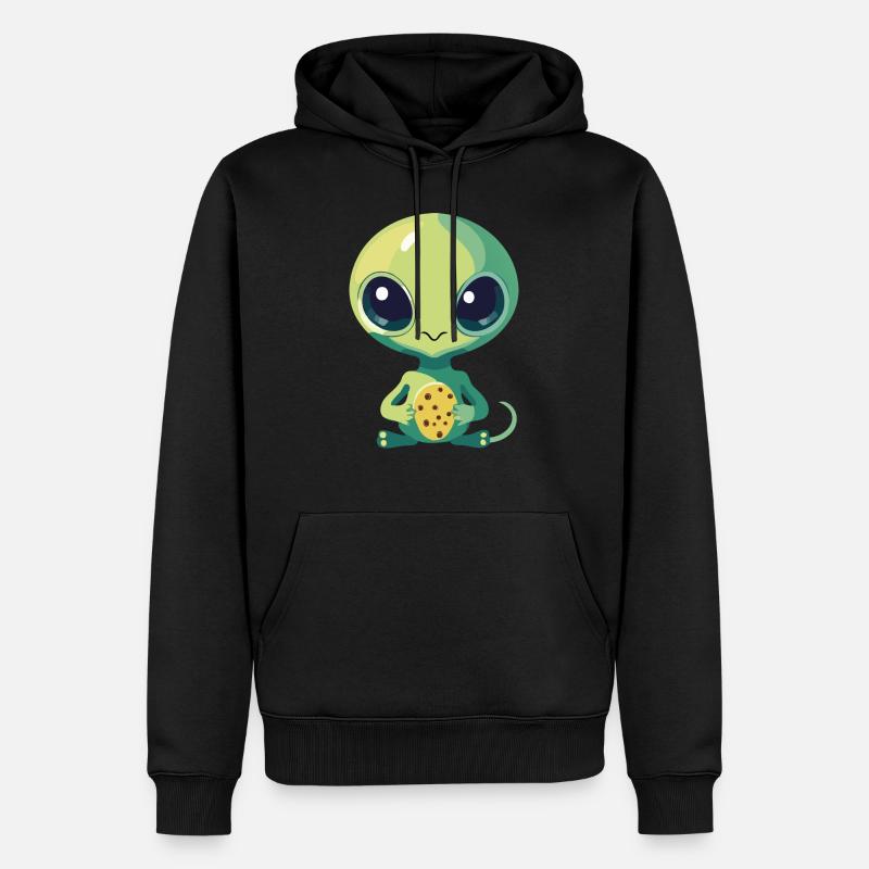 Alien avec biscuit - Sweat à capuche Premium bio Homme - noir