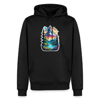 Berg Natur Wandern Klettern See - Männer Premium Bio Hoodie - Schwarz - Vorne - Nico (187cm)