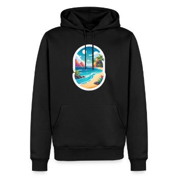 plage vacances soleil mer - Sweat à capuche Premium bio Homme - noir - Devant - Nico (187cm)