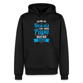 ch bin der Beweis das mein Papa nicht nur Jagd - Männer Premium Bio Hoodie - Schwarz - Vorne - Nico (187cm)