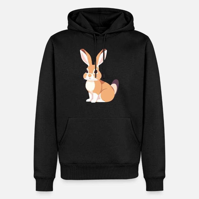 Lapin aux longues oreilles, lapin mignon - Sweat à capuche Premium bio Homme - noir