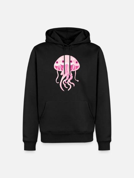 Méduse rose - Sweat à capuche Premium bio Homme - noir