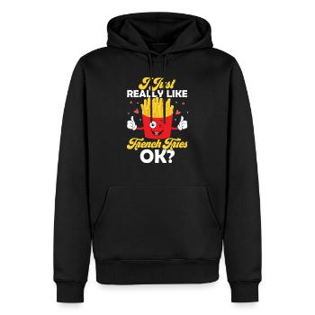 Amateur de frites : c’est plus qu’une - Sweat à capuche Premium bio Homme - noir - Devant - Nico (187cm)
