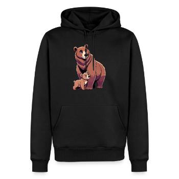 Ours brun mère et enfant - Sweat à capuche Premium bio Homme - noir - Devant - Nico (187cm)