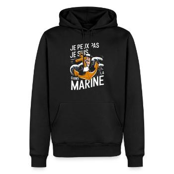 Je peux pas je suis dans la Marine - Sweat à capuche Premium bio Homme - noir - Devant - Nico (187cm)