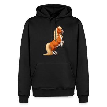 Shetlandpony bäumt sich auf - Männer Premium Bio Hoodie - Schwarz - Vorne - Nico (187cm)
