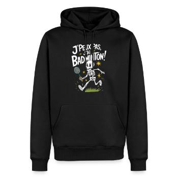 J'peux pas j'ai Badminton - Sweat à capuche Premium bio Homme - noir - Devant - Nico (187cm)