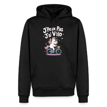 J'peux pas j'ai vélo - Sweat à capuche Premium bio Homme - noir - Devant - Nico (187cm)