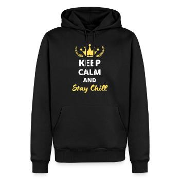 Bleiben Sie ruhig und bleiben Sie entspannt - Männer Premium Bio Hoodie - Schwarz - Vorne - Nico (187cm)