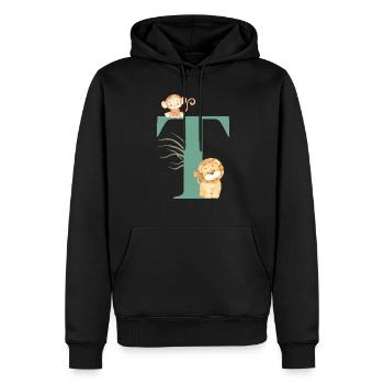 Buchstabe t grüne Dschungeltiere - Männer Premium Bio Hoodie - Schwarz - Vorne - Nico (187cm)