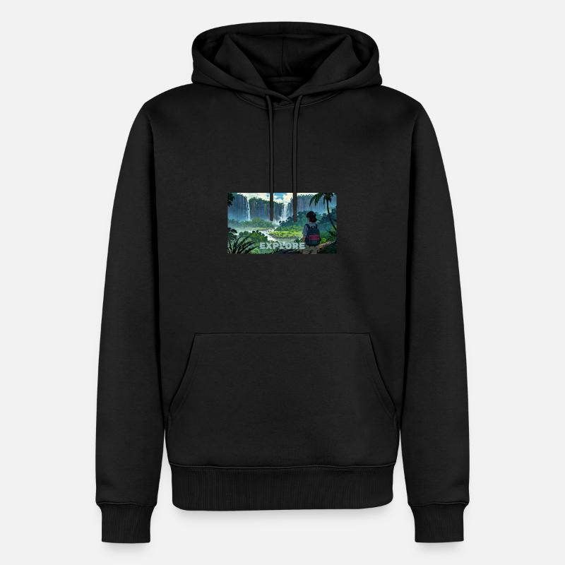 Explore Jungle - Männer Premium Bio Hoodie - Schwarz