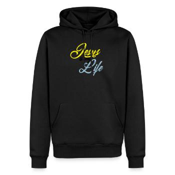 Jesus is my life - Sweat à capuche Premium bio Homme - noir - Devant - Nico (187cm)