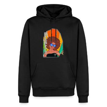 RESPECT - Black Woman - Retro - Männer Premium Bio Hoodie - Schwarz - Vorne - Nico (187cm)