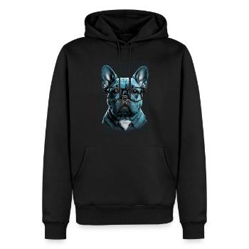 Mops Französische Bulldogge Besserwisser Brille - Männer Premium Bio Hoodie - Schwarz - Vorne - Nico (187cm)