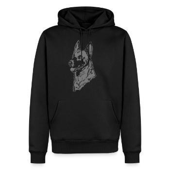 Malinois_Portrait auf dunklen Shirts - Männer Premium Bio Hoodie - Schwarz - Vorne - Nico (187cm)