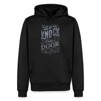 Wenn die Gelegenheit nicht schlägt, eine Tür zu schlagen - Männer Premium Bio Hoodie - Schwarz - Vorne - Nico (187cm)