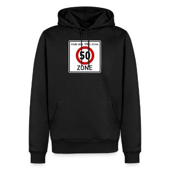 50.Geburtstag - 50er Zone - Männer Premium Bio Hoodie - Schwarz - Vorne - Nico (187cm)