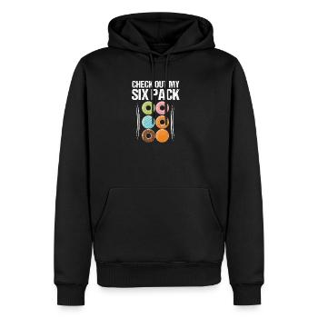 Look at my six pack donut pack logo gift - Men’s Premium Organic Hoodie - black - Front - Nico (187cm)