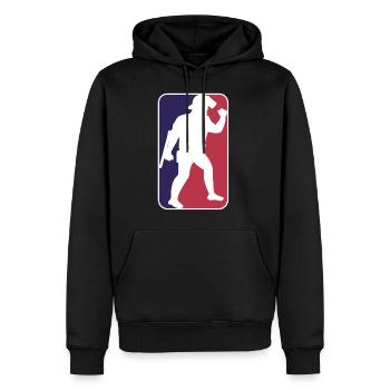 Riot Blue/Red - Männer Premium Bio Hoodie - Schwarz - Vorne - Nico (187cm)
