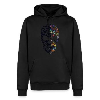 tete de mort papillon skull forme crane coter fant - Sweat à capuche Premium bio Homme - noir - Devant - Nico (187cm)