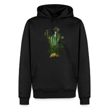 Wald - Männer Premium Bio Hoodie - Schwarz - Vorne - Nico (187cm)