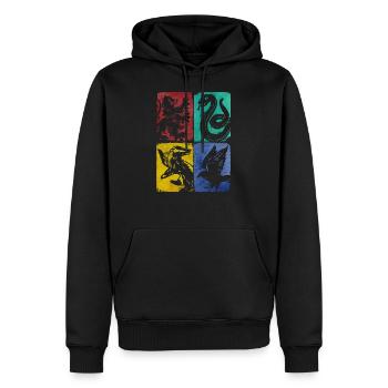 Harry Potter Maisons Poudlard - Sweat à capuche Premium bio Homme - noir - Devant - Nico (187cm)