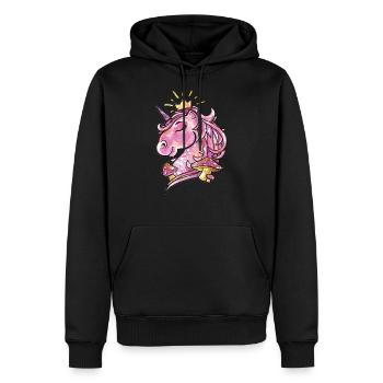 Aquarell-Einhorn mit Pilz-Tier - Männer Premium Bio Hoodie - Schwarz - Vorne - Nico (187cm)
