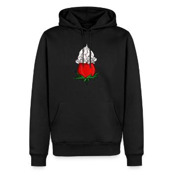 greed - Men’s Premium Organic Hoodie - black - Front - Nico (187cm)