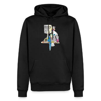 "Birding" - Sweat à capuche Premium bio Homme - noir - Devant - Nico (187cm)