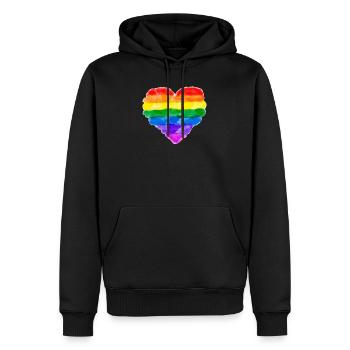 RAINBOW HEART IMPERMÉABLE À L'EAU LGBT Queer Gay Pride - Sweat à capuche Premium bio Homme - noir - Devant - Nico (187cm)