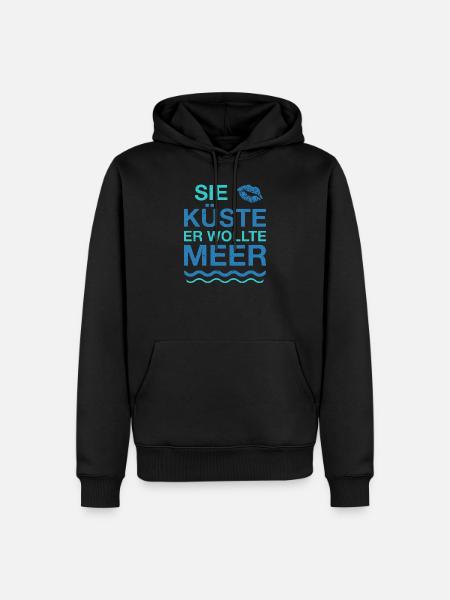 Küste Meer | Lustige Maritime Sprüche Strand Kuss - Männer Premium Bio Hoodie - Schwarz
