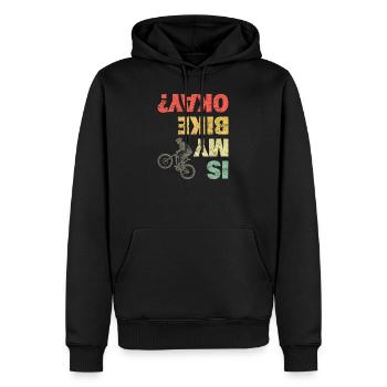 Est-ce que mon vélo va bien? | VTT VTT Vintage Vintage - Sweat à capuche Premium bio Homme - noir - Devant - Nico (187cm)