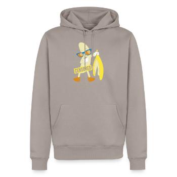 Censored naked banana - Men’s Premium Organic Hoodie - taupe - Front - Nico (187cm)