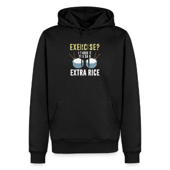 Exercice je pensais que vous avez dit extra riz asiat - Sweat à capuche Premium bio Homme - noir - Devant - Nico (187cm)