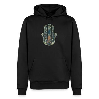 Hand der Fatima-Meditation - Männer Premium Bio Hoodie - Schwarz - Vorne - Nico (187cm)