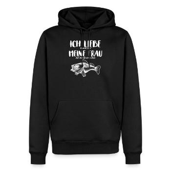 Ich liebe meine frau angler angeln - Männer Premium Bio Hoodie - Schwarz - Vorne - Nico (187cm)